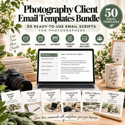 Photography Client Email Templates | 50 Photographer Email Scripts | Inquiry, Booking, Payment, Gallery & Follow-Up image 1