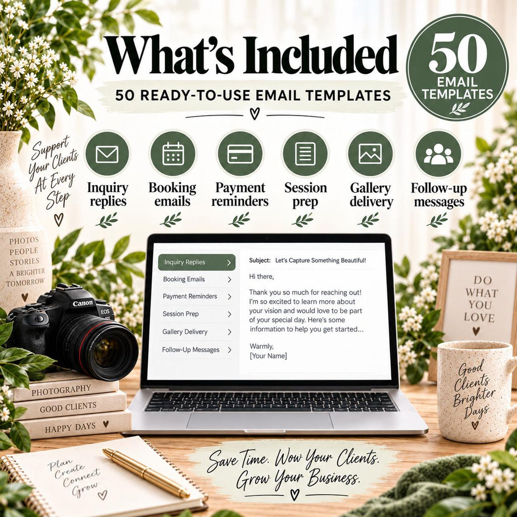 Photography Client Email Templates | 50 Photographer Email Scripts | Inquiry, Booking, Payment, Gallery & Follow-Up image 2