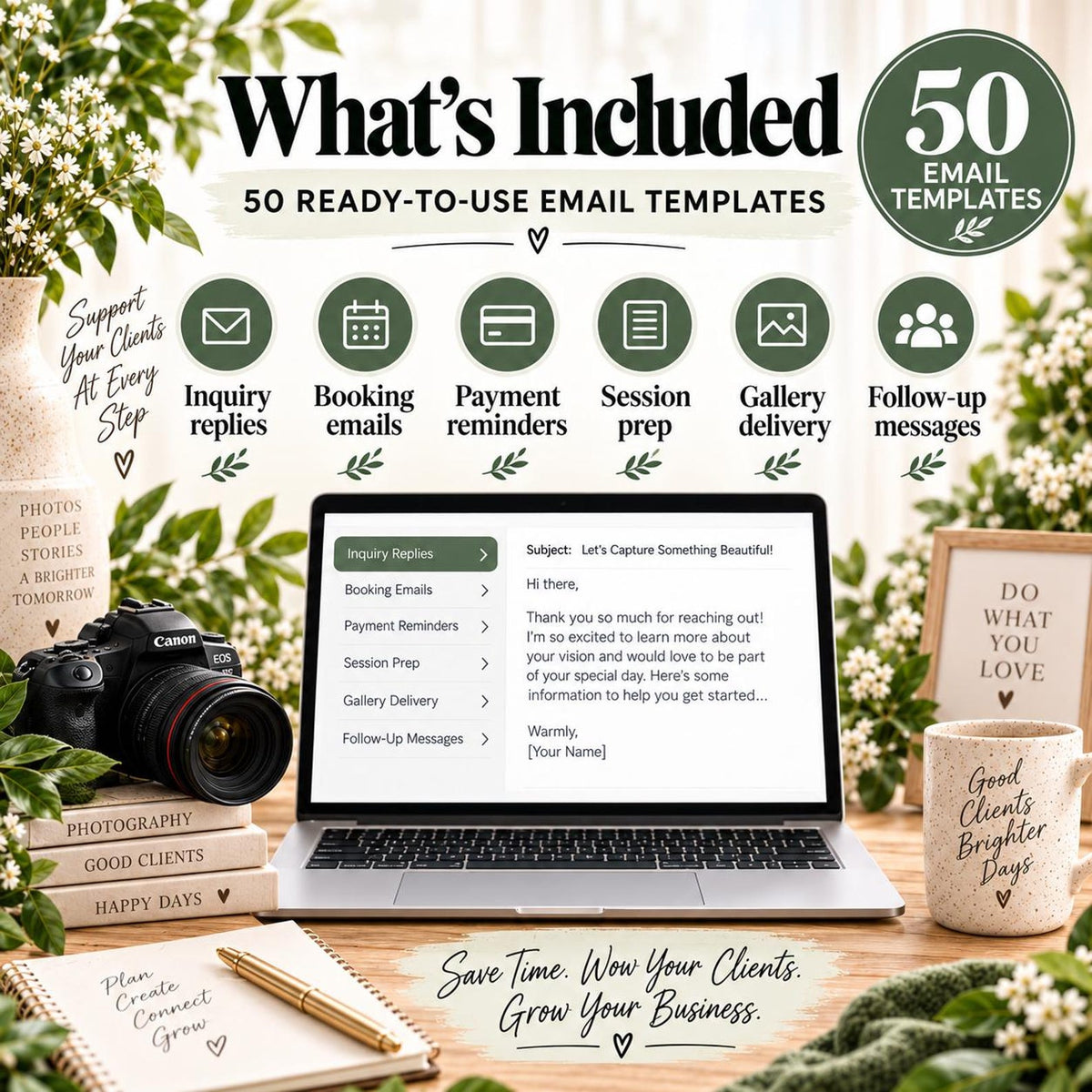 Photography Client Email Templates | 50 Photographer Email Scripts | Inquiry, Booking, Payment, Gallery & Follow-Up image 2