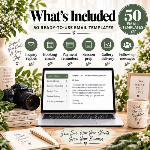 Photography Client Email Templates | 50 Photographer Email Scripts | Inquiry, Booking, Payment, Gallery & Follow-Up image 2
