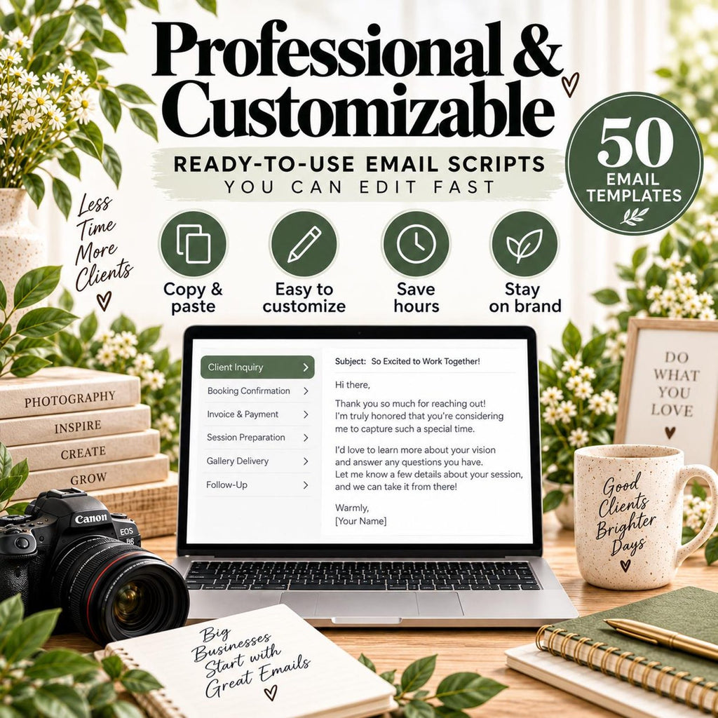 Photography Client Email Templates | 50 Photographer Email Scripts | Inquiry, Booking, Payment, Gallery & Follow-Up image 7