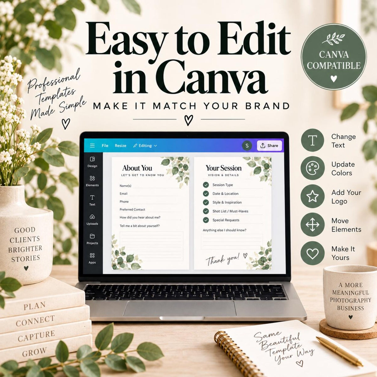 Photography Client Questionnaire Template | 12-Page Photographer Intake Form | Canva & PowerPoint image 5